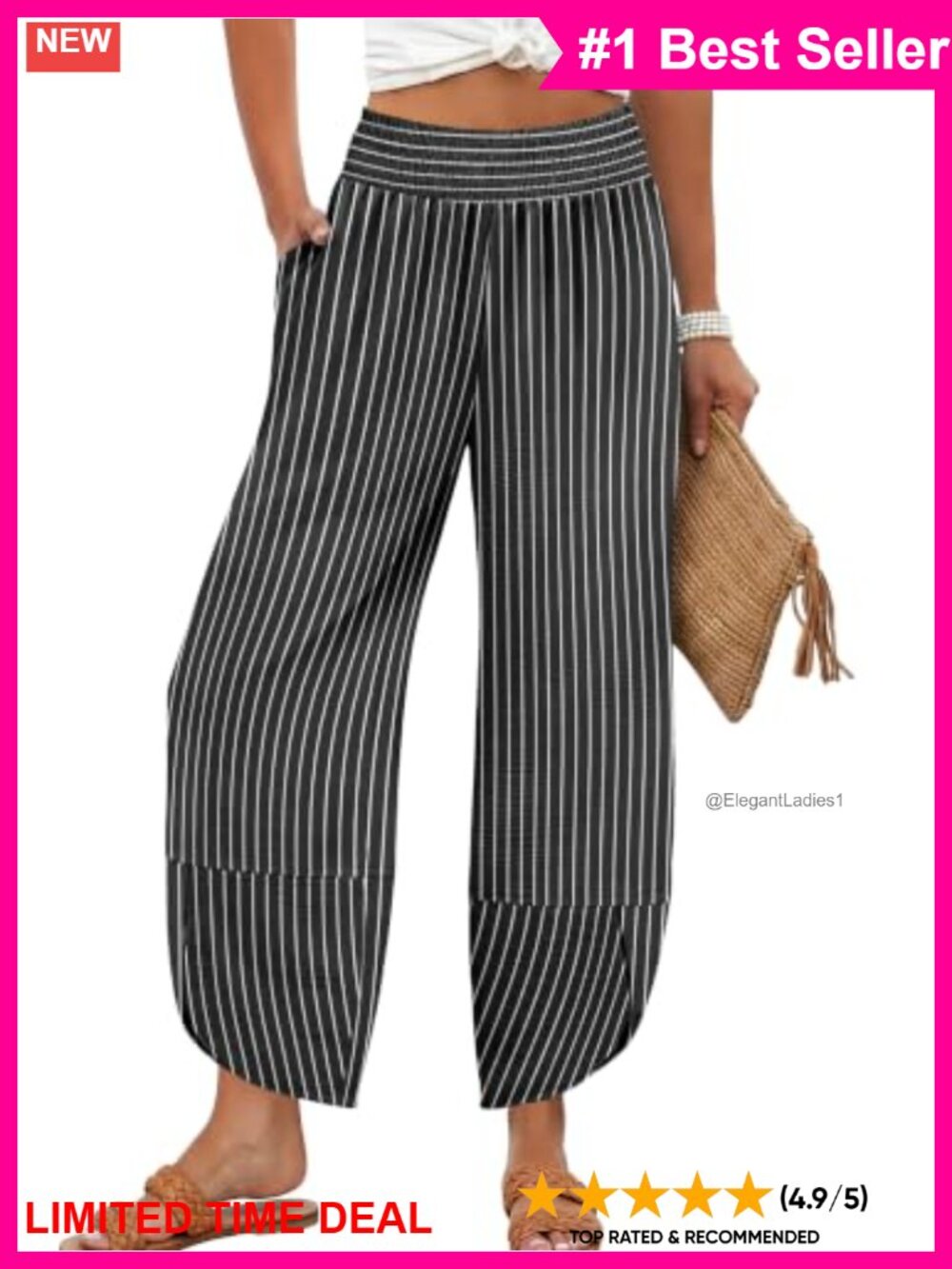 Linen-Like Wide Leg Palazzo Pants High Waisted Cropped Trousers Pockets